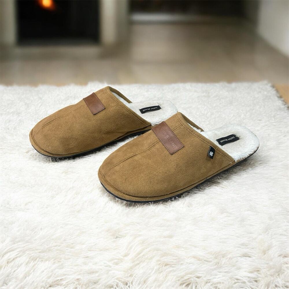 Lucky Brand Slippers Men’s Size Large 11-12 Faux Suede Indoor Lounge Wear